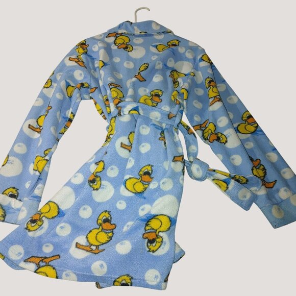 Kenzie Cloe Girls Blue Fun Rubber Duck Ducky Fleece Robe Belt ML - Picture 5 of 8